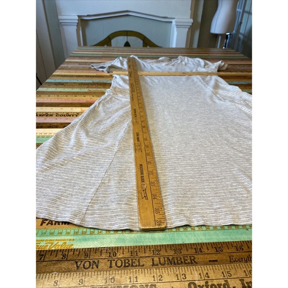 Toad & Co M ORGANIC Cotton Knit Tencel Dress Grey Stripe A Line Fit Flare Midi - Picture 11 of 13